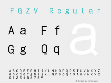 FGZV Regular Version 1.00 Font Sample