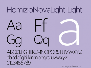 HomizioNovaLight Light Version 3.000 2012 initial release Font Sample