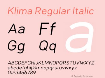 Klima Regular Italic Version 1.1图片样张