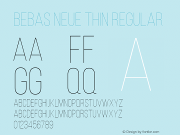 Bebas Neue Thin Regular Version 1.003;PS 001.003;hotconv 1.0.70;makeotf.lib2.5.58329 Font Sample