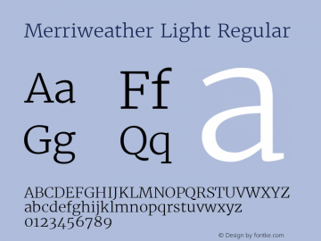 Merriweather Light Regular Version 1.52; ttfautohint (v0.97) -l 13 -r 13 -G 200 -x 24 -f dflt -w 