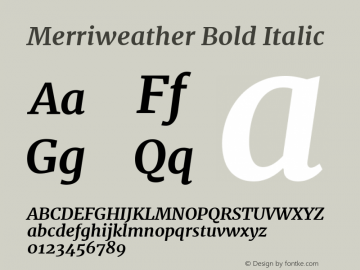 Merriweather Bold Italic Version 1.52; ttfautohint (v0.97) -l 13 -r 13 -G 200 -x 24 -f dflt -w 