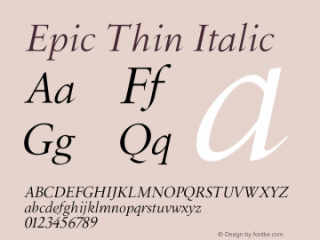 Epic Thin Italic Unknown图片样张