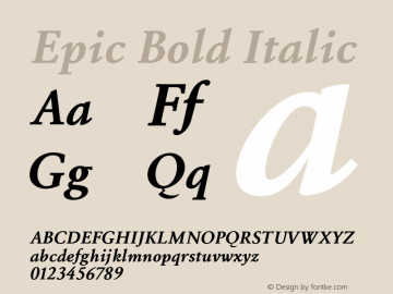Epic Bold Italic Unknown Font Sample