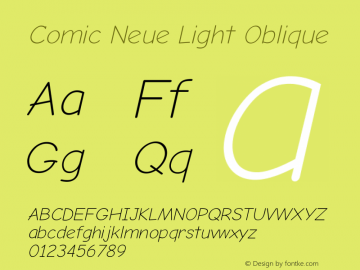 Comic Neue Light Oblique 1.000 Font Sample