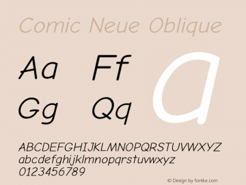 Comic Neue Oblique Version 001.001 Font Sample