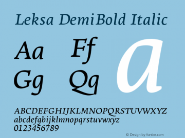 Leksa DemiBold Italic Version 1.000 2008 initial release; Fonts for Free; vk.com/fontsforfree Font Sample
