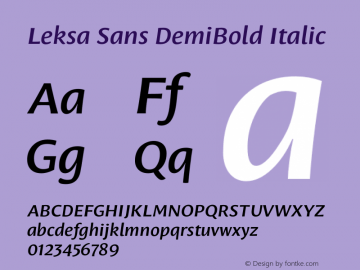 Leksa Sans DemiBold Italic Version 1.000 2009 initial release; Fonts for Free; vk.com/fontsforfree图片样张