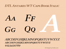 DTL Antares WT Caps Book Italic Version 001.000 Font Sample