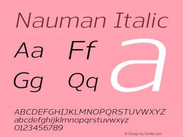 Nauman Italic Version 1.000;PS 001.000;hotconv 1.0.70;makeotf.lib2.5.58329;com.myfonts.northernblock.nauman.italic.wfkit2.4632 Font Sample