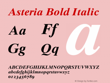 Asteria Bold Italic Version 1.100;PS 001.001;Core 1.0.38 Font Sample