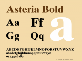 Asteria Bold Version 1.100;PS 001.001;Core 1.0.38 Font Sample
