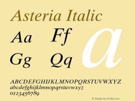 Asteria Italic Version 1.100;PS 001.001;Core 1.0.38 Font Sample