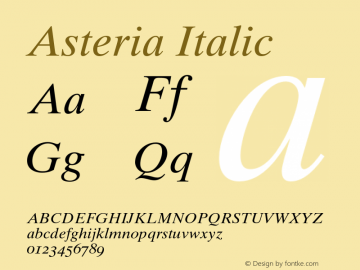 Asteria Italic Version 1.100;PS 001.001;Core 1.0.38图片样张