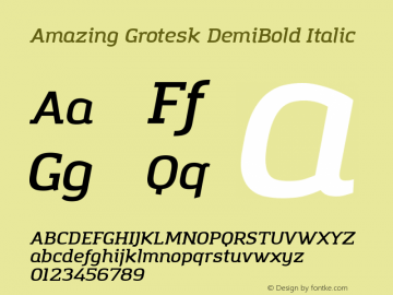 Amazing Grotesk DemiBold Italic Version 1.001 Font Sample