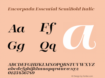 Encorpada Essential SemiBold Italic Version 1.000图片样张