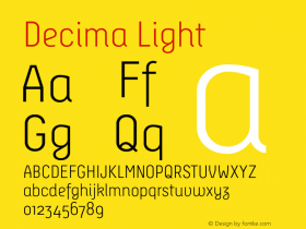 Decima Light Version 1.000 2008 initial r Font Sample