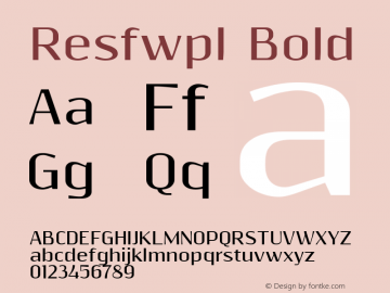 Resfwpl Bold Version 0.9995 Font Sample