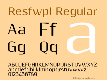 Resfwpl Regular Version 0.9995 Font Sample