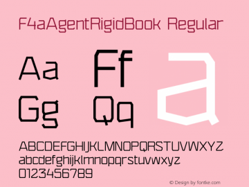 F4aAgentRigidBook Regular Version 1.0 Font Sample