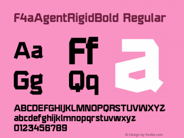 F4aAgentRigidBold Regular Version 1.0 Font Sample