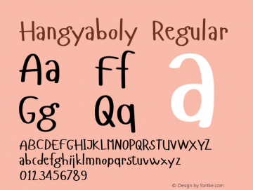 Hangyaboly Regular Version 1.000 Font Sample