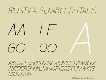 Rustica SemiBold Italic Version 1.000 Font Sample