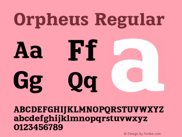 Orpheus Regular Version 1.000 2009 initial release Font Sample