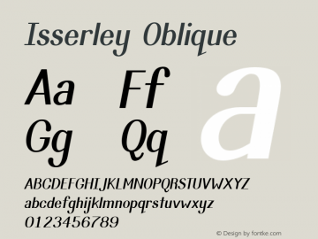 Isserley Oblique Version 2.1 Font Sample