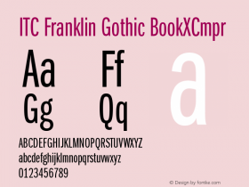 ITC Franklin Gothic BookXCmpr Version 001.000 Font Sample