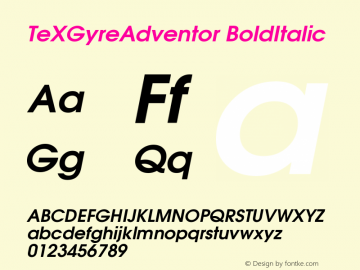 TeXGyreAdventor BoldItalic Version 2.003 Font Sample