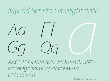 Myriad Set Pro Ultralight Italic 10.0d15e1图片样张