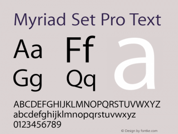 Myriad Set Pro Text 10.0d15e1 Font Sample