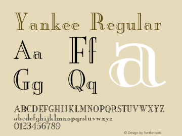 Yankee Regular Unknown Font Sample