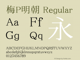 梅P明朝 Regular Look update time of this file. Font Sample