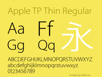 Apple TP Thin Regular Version 10.0d25e1 Font Sample