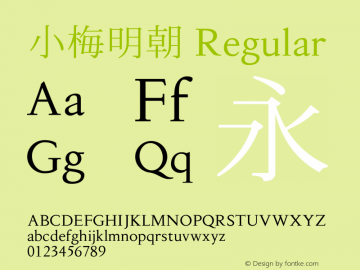 小梅明朝 Regular Version 001.000 Font Sample