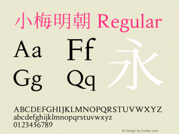 小梅明朝 Regular Version 001.000 Font Sample