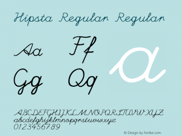 Hipsta Regular Regular Version 0.000;PS 0.0;hotconv 1.0.70;makeotf.lib2.5.58329 DEVELOPMENT Font Sample