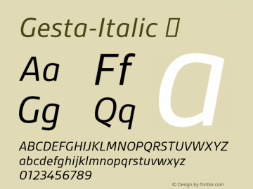 Gesta-Italic ☞ Version 2.010;com.myfonts.r-type.gesta.italic.wfkit2.3Sv1 Font Sample
