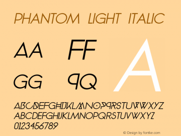 phantom light italic Version 1.0图片样张