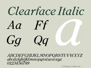 Clearface Italic Altsys Fontographer 3.5  11/25/92图片样张