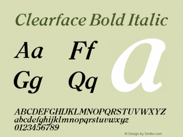 Clearface Bold Italic Altsys Fontographer 3.5  11/25/92图片样张