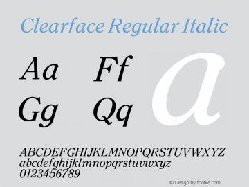 Clearface Regular Italic 001.000 Font Sample