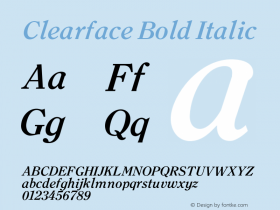 Clearface Bold Italic 001.000 Font Sample