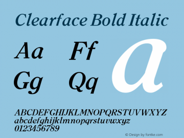 Clearface Bold Italic Altsys Fontographer 3.5  11/6/92图片样张