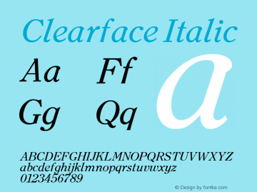 Clearface Italic Altsys Fontographer 3.5  11/6/92图片样张