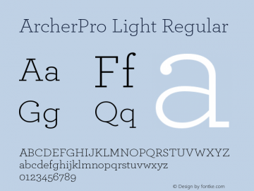 ArcherPro Light Regular Version 1.2 Pro | Hoefler & Frere-Jones, 2007, www.typography.com | Homemade fixed version 1. Font Sample