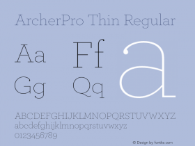 ArcherPro Thin Regular Version 1.2 Pro | Hoefler & Frere-Jones, 2007, www.typography.com | Homemade fixed version 1.图片样张