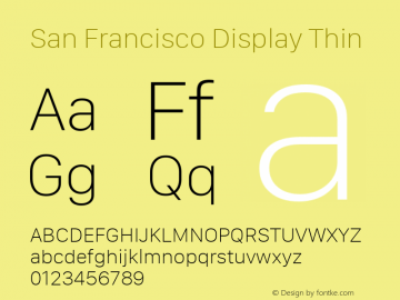 San Francisco Display Thin 10.0d27e2--BETA Font Sample
